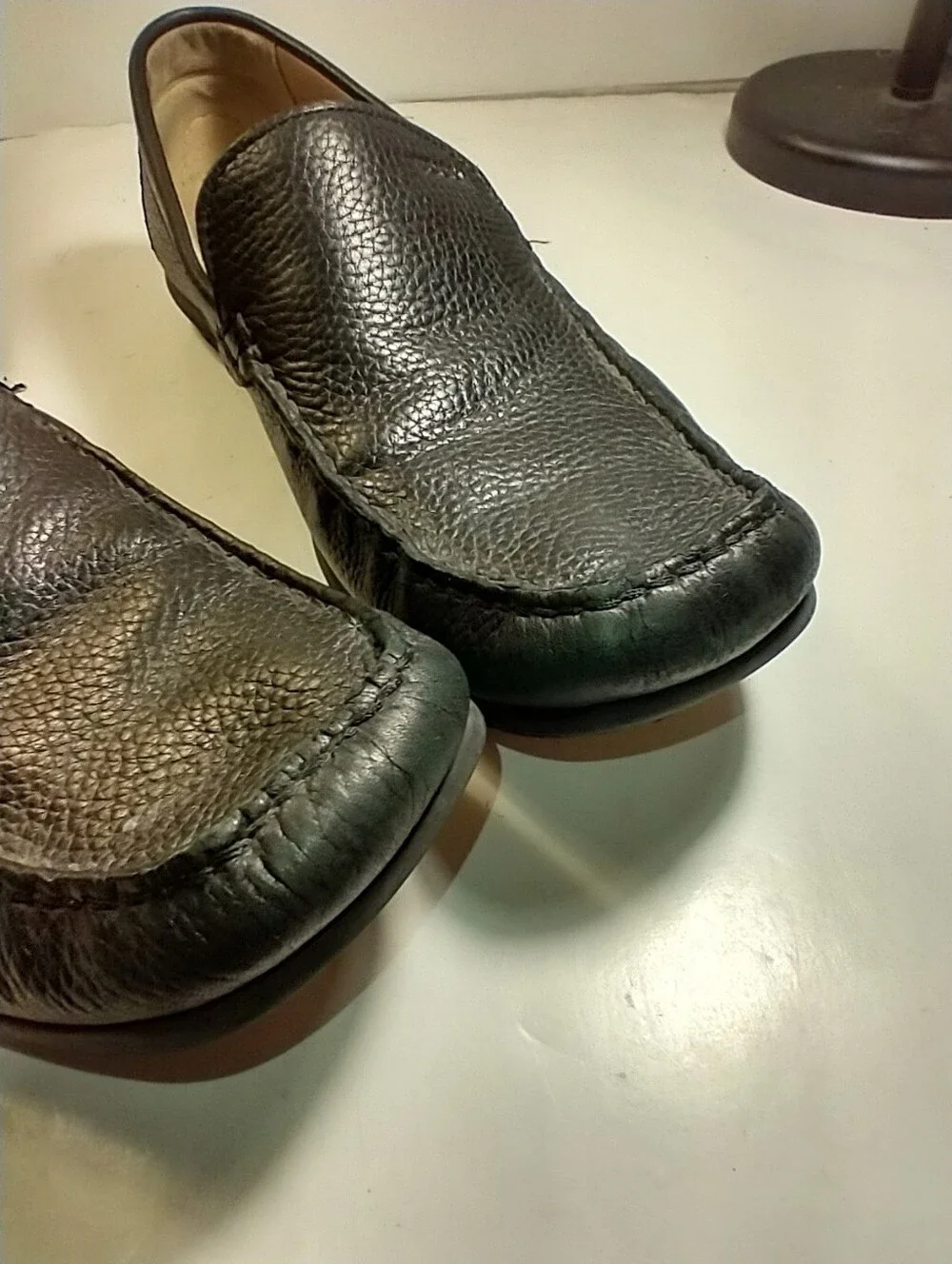 Ecco Black Leather Flex Sole Driving Moc Loafers Men's sz 10(44).